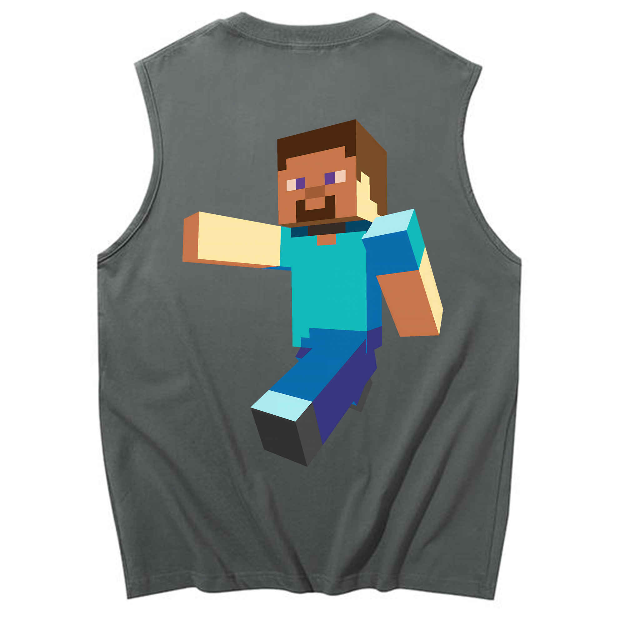 （画像用） マインクラフト ブロックの世界 Minecraft MC Block world コットン100％タンクトップ（背面プリント）